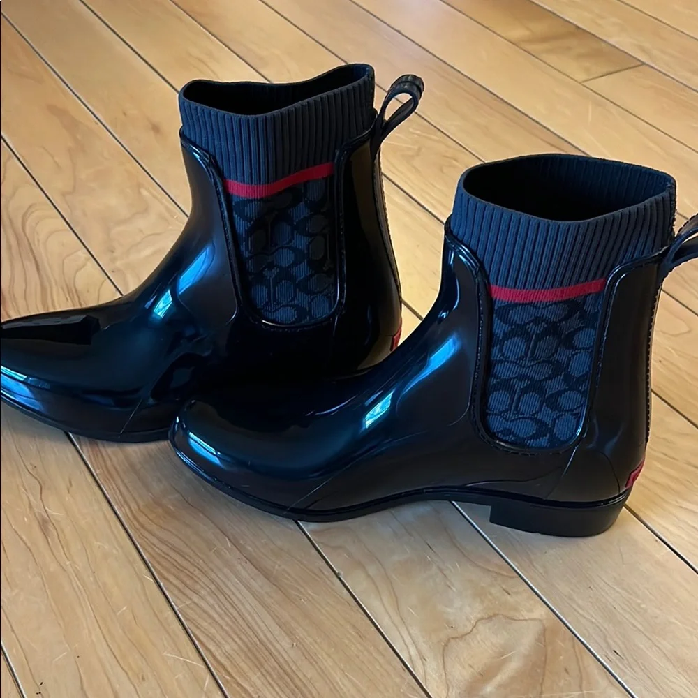 Coach Black and Gray Rain Boots - Picture 6 of 10